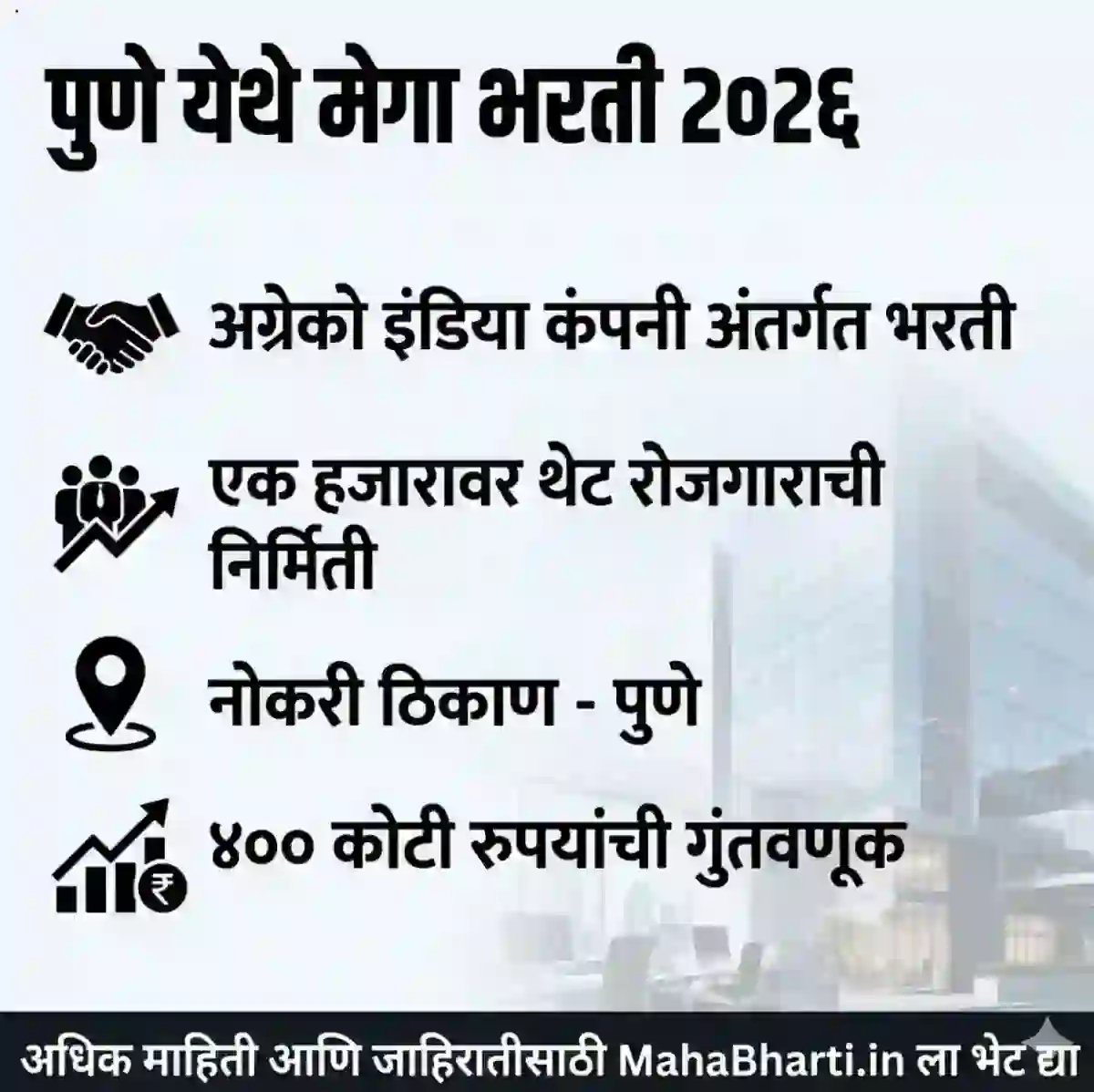 पुण्यात नोकरीची मोठीसंधी, ४०० कोटींची गुंतवणूक, एक हजार रोजगार निर्मिती होणार! Aggreko India Pune Job Openings