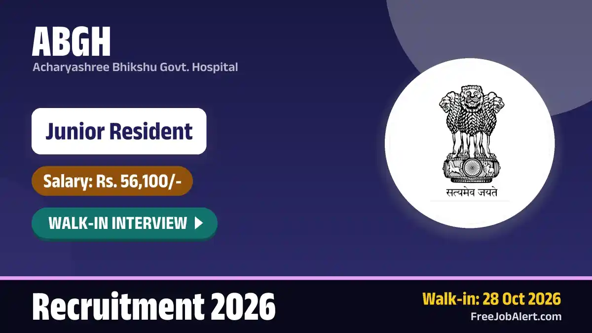 ABGH Junior Resident Recruitment 2026 – Apply Offline