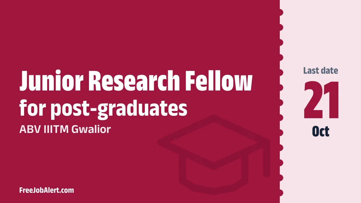 ABV IIITM Gwalior Junior Research Fellow Recruitment 2026 – Apply Online ABV IIITM Gwalior Junior Research Fellow Recruitment 2026 – Apply Online