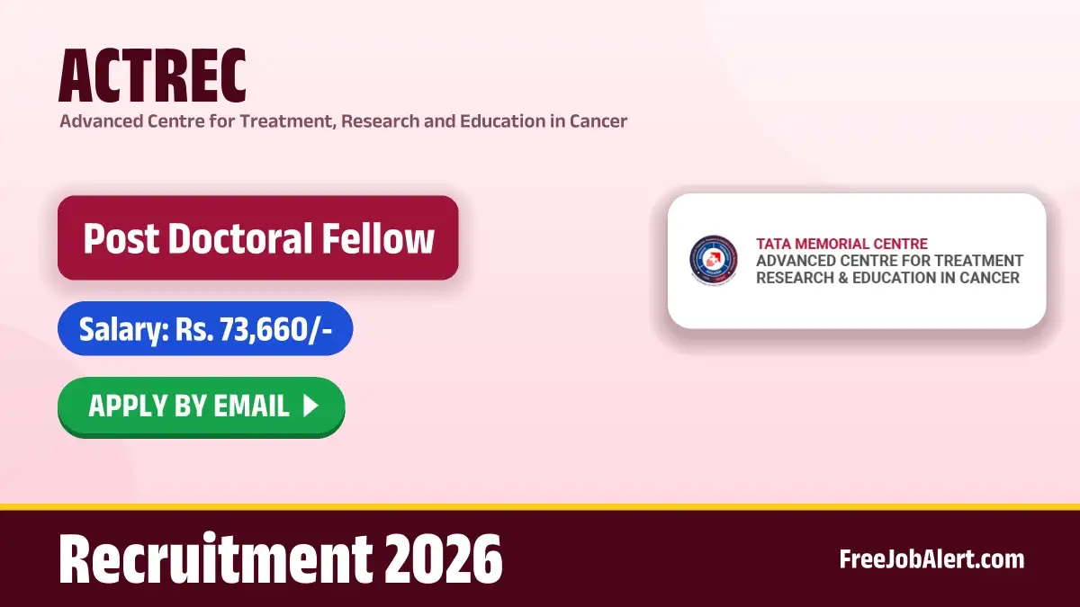 ACTREC Post Doctoral Fellow Recruitment 2026 – Apply Online