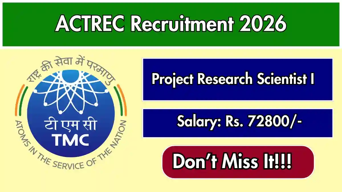 ACTREC Project Research Scientist I Recruitment 2026 – Apply Online ACTREC Project Research Scientist I Recruitment 2026 – Apply Online