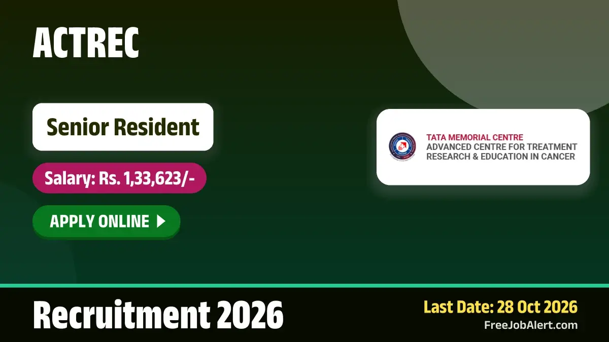 ACTREC Senior Resident Recruitment 2026 – Apply Online