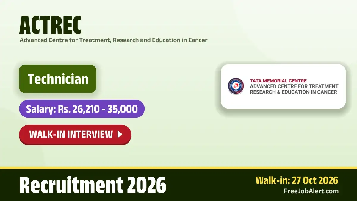 ACTREC Technician Recruitment 2026 – Walkin