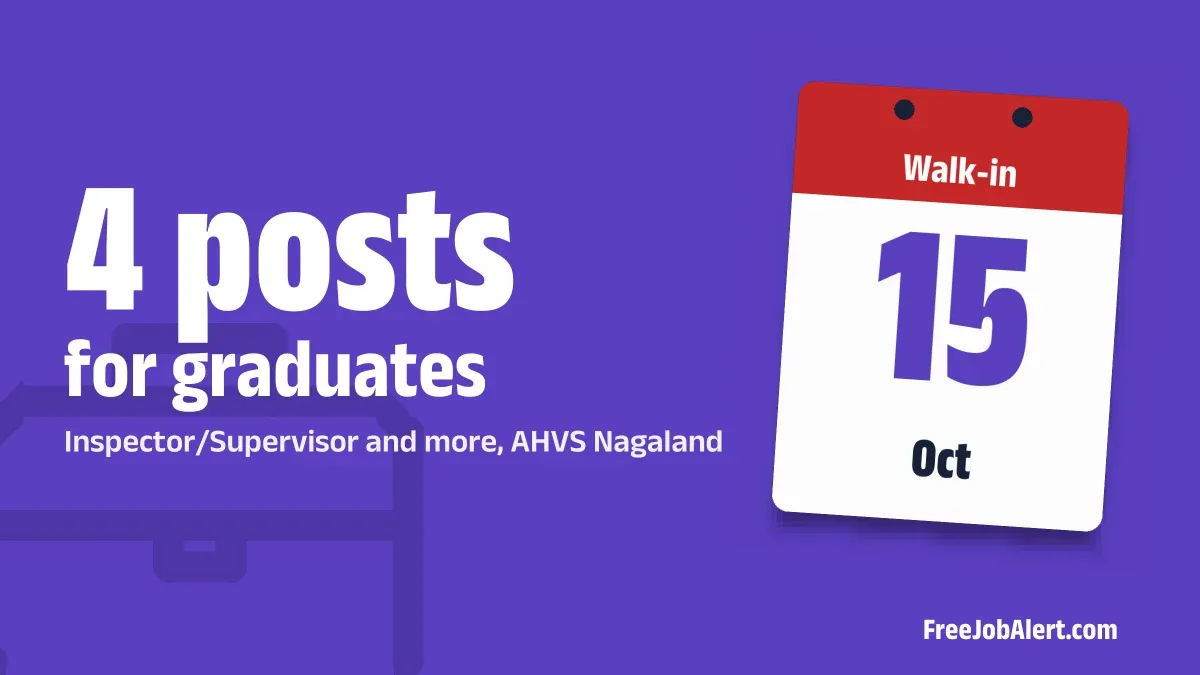 AHVS Nagaland Recruitment 2026 – Walk-in for Inspector/Supervisor & Enumerator Posts