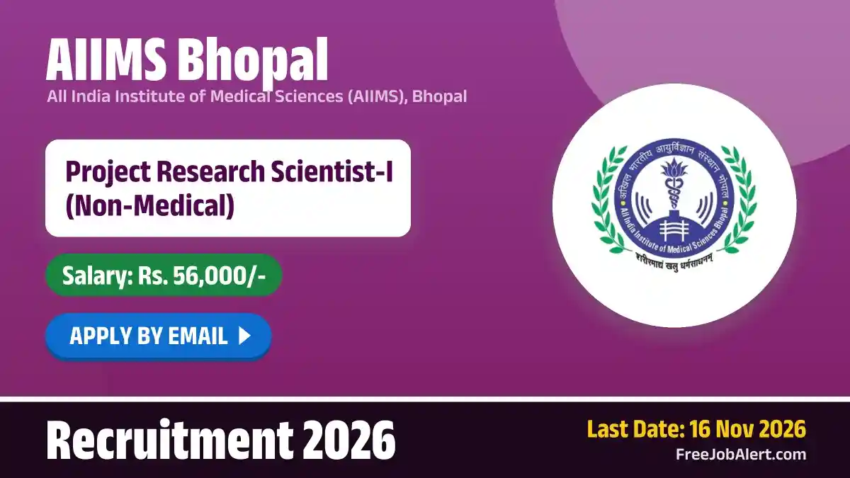 AIIMS Bhopal Project Research Scientist I Recruitment 2026 – Apply Online