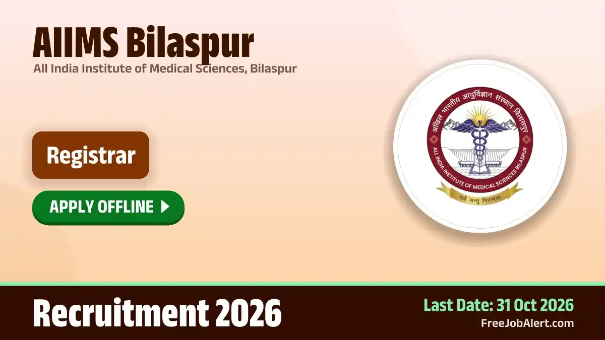AIIMS Bilaspur Registrar Recruitment 2026 – Apply Offline AIIMS Bilaspur Registrar Recruitment 2026 – Apply Offline
