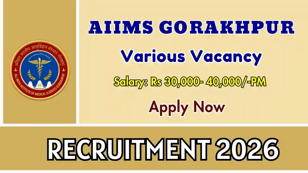AIIMS Gorakhpur Recruitment 2026 - Apply Offline for 03 Technician, DEO, and More Posts AIIMS Gorakhpur Recruitment 2026 - Apply Offline for 03 Technician, DEO, and More Posts