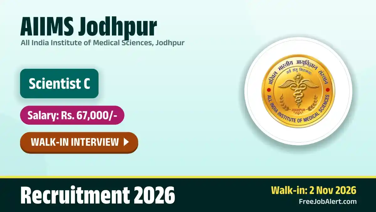 AIIMS Jodhpur Scientist C Recruitment 2026 – Walkin AIIMS Jodhpur Scientist C Recruitment 2026 – Walkin