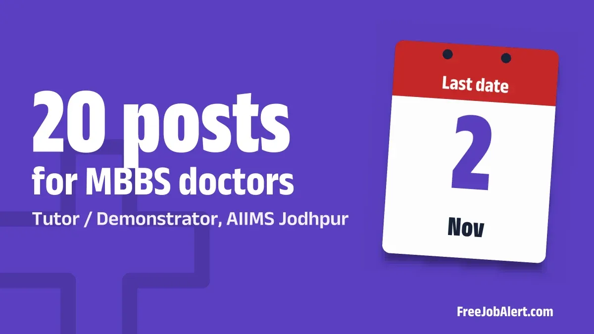 AIIMS Jodhpur Tutor / Demonstrator Recruitment 2026 – Apply Online for 20 Posts