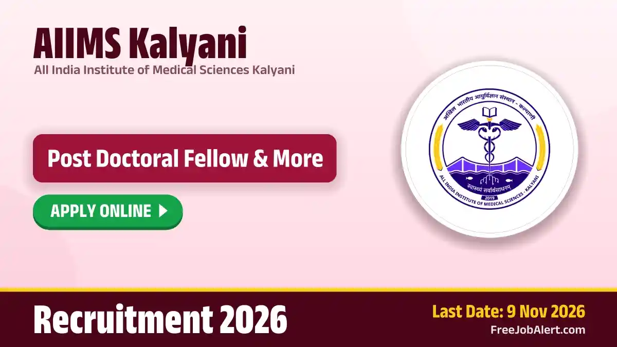 AIIMS Kalyani Post Doctoral Fellow Recruitment 2026 – Apply Online for 35 Posts
