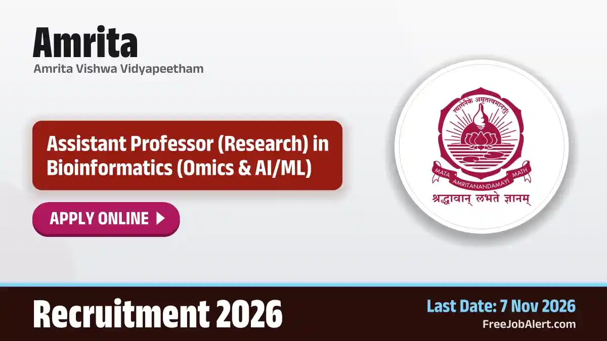 Amrita Assistant Professor Recruitment 2026 – Apply Online Amrita Assistant Professor Recruitment 2026 – Apply Online
