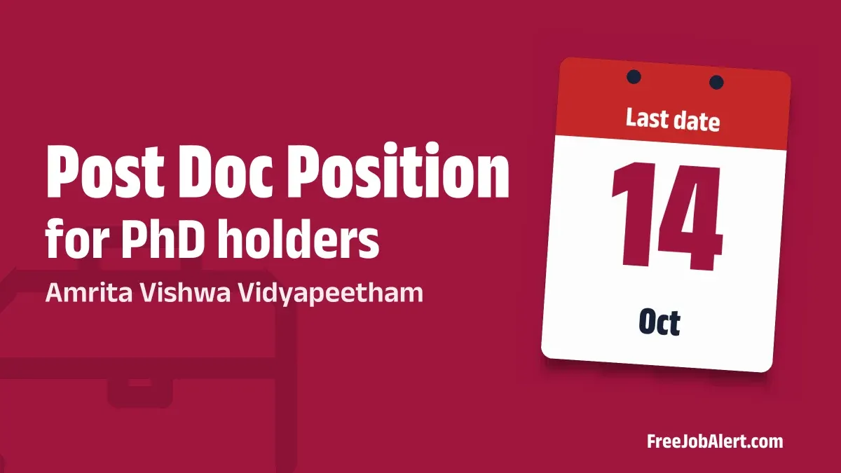 Amrita Vishwa Vidyapeetham Post Doc Recruitment 2026 – Apply Online