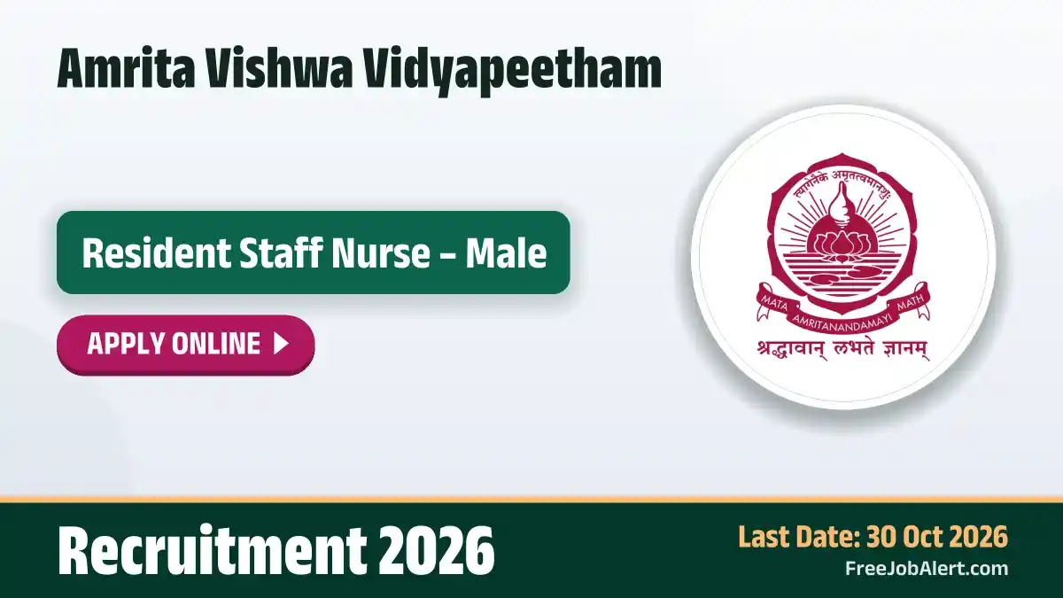 Amrita Vishwa Vidyapeetham Resident Staff Nurse Recruitment 2026 – Apply Online