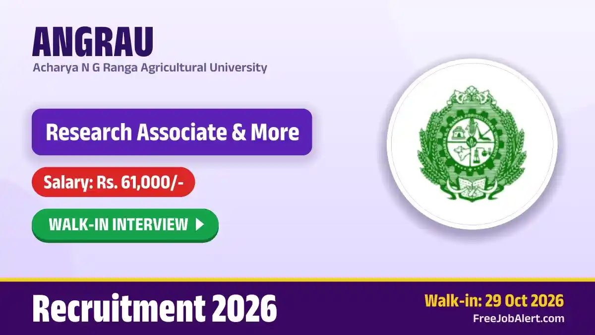 ANGRAU Research Associate & Young Professional Recruitment 2026 – Walk-in for 3 Posts ANGRAU Research Associate & Young Professional Recruitment 2026 – Walk-in for 3 Posts