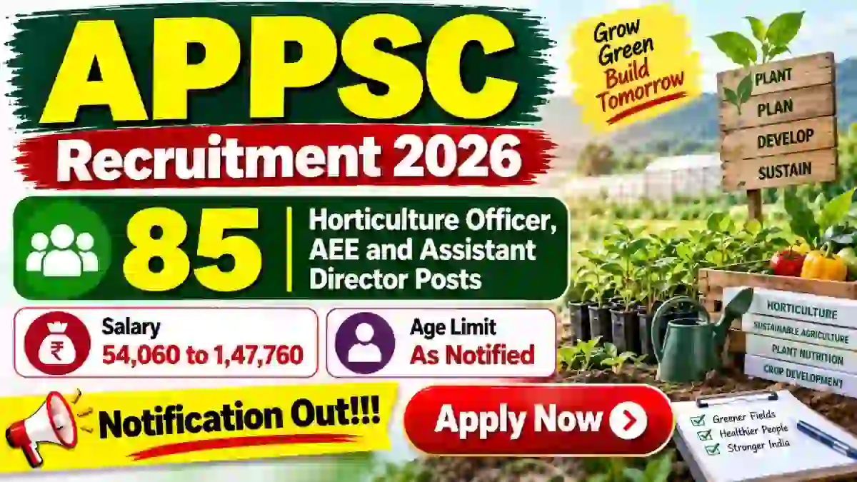 APPSC Recruitment 2026 - Apply Online for 85 Horticulture Officer, AEE and Assistant Director Posts APPSC Recruitment 2026 - Apply Online for 85 Horticulture Officer, AEE and Assistant Director Posts