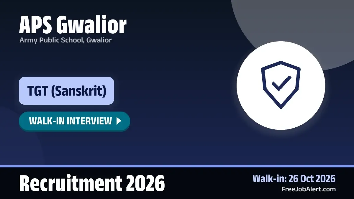 APS Gwalior TGT Recruitment 2026 – Apply Offline APS Gwalior TGT Recruitment 2026 – Apply Offline