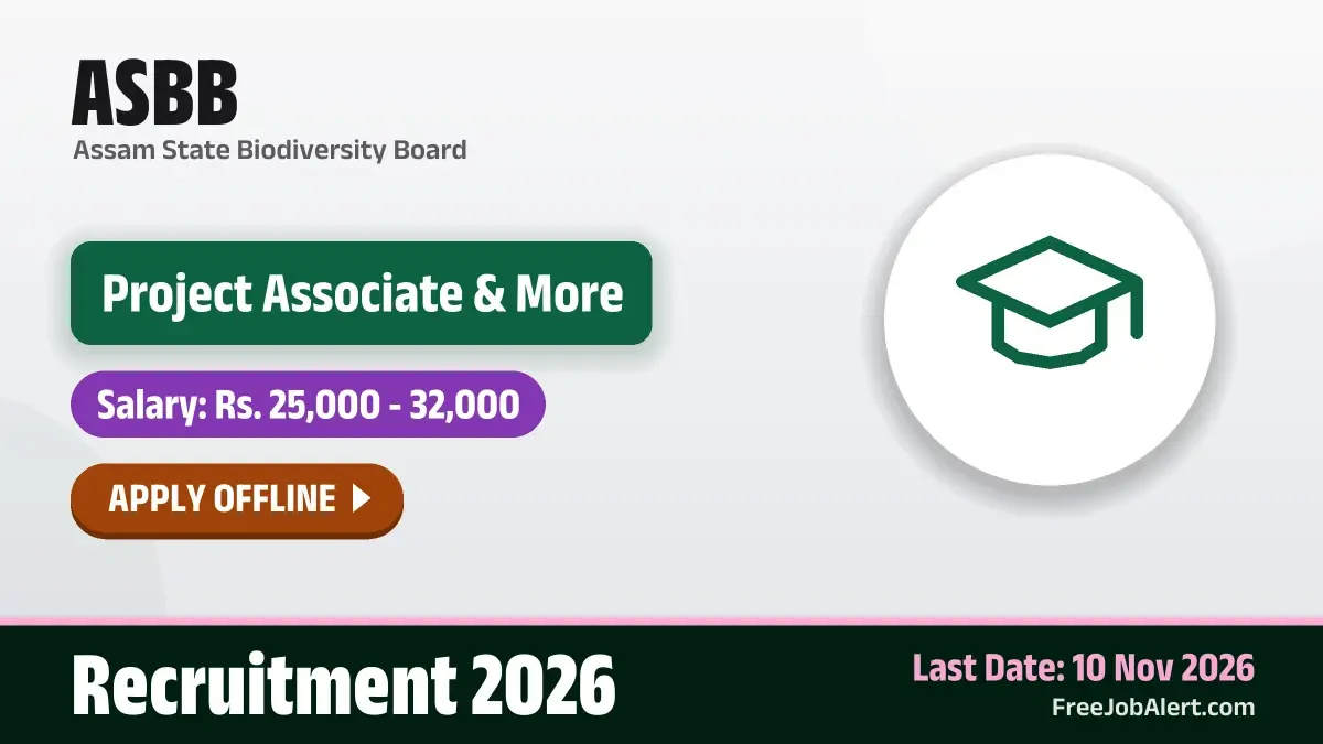 ASBB Recruitment 2026 – Apply Offline for 2 Project Associate, Project Assistant Posts ASBB Recruitment 2026 – Apply Offline for 2 Project Associate, Project Assistant Posts