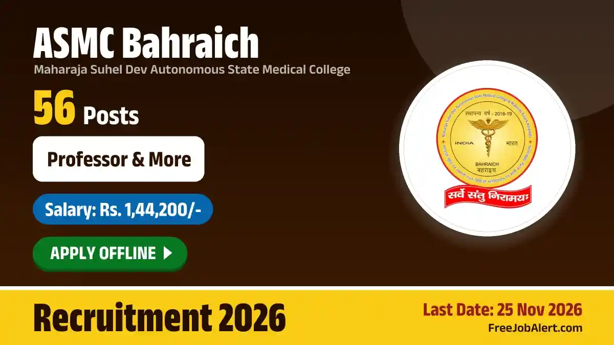 ASMC Bahraich Faculty Recruitment 2026 – Apply Offline for 56 Professor, Associate Professor and More Posts