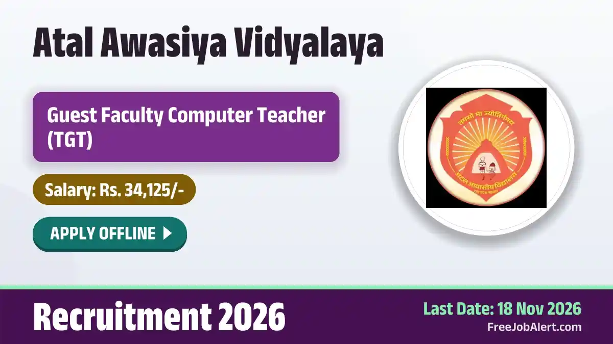 Atal Awasiya Vidyalaya Guest Faculty Recruitment 2026 – Apply Offline