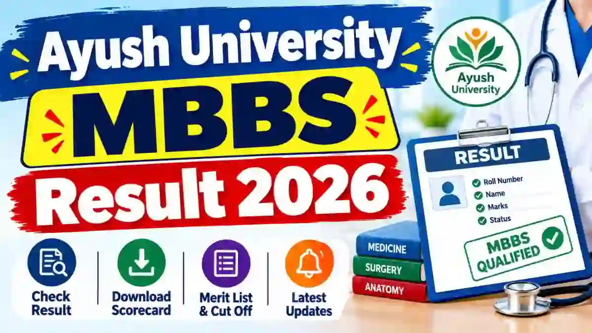 Ayush University MBBS Result 2026 Out - Check First Year Result Online @ results.ddumhsaucg.ac.in