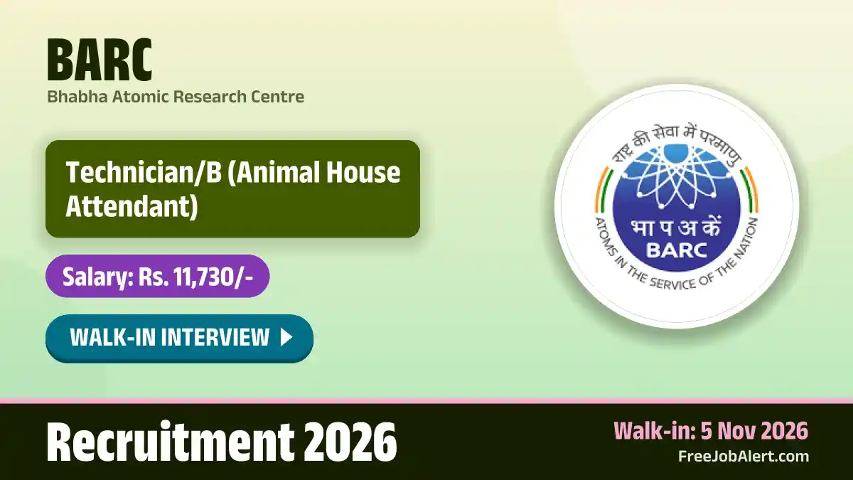 BARC Technician/B Recruitment 2026 – Walkin BARC Technician/B Recruitment 2026 – Walkin