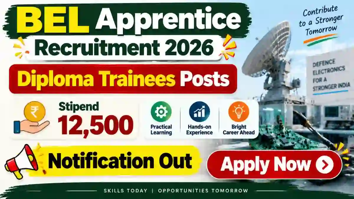 BEL Apprentice Recruitment 2026 Notification Out - Apply Online for 38 Diploma Trainees Posts BEL Apprentice Recruitment 2026 Notification Out - Apply Online for 38 Diploma Trainees Posts