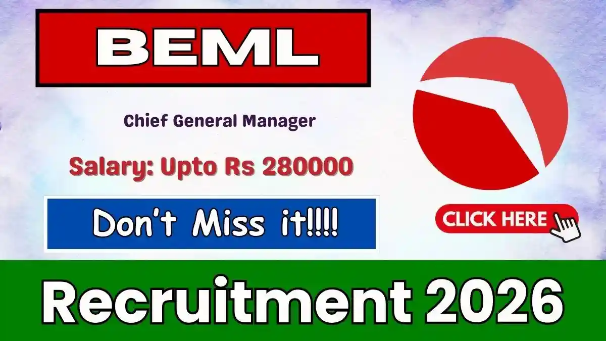 BEML Chief General Manager Recruitment 2026 - Apply Online