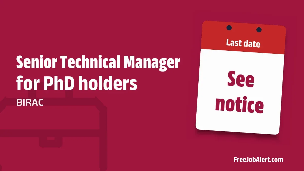 BIRAC Senior Technical Manager Recruitment 2026 – Apply Online