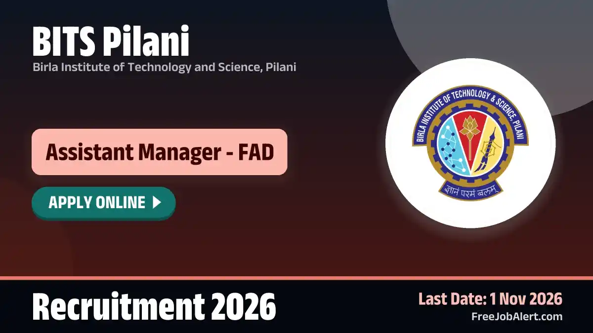 BITS Pilani Assistant Manager Recruitment 2026 – Apply Online BITS Pilani Assistant Manager Recruitment 2026 – Apply Online
