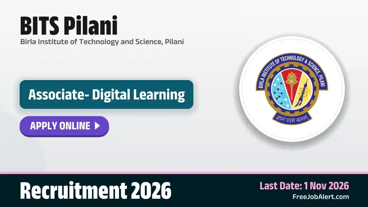 BITS Pilani Associate Recruitment 2026 – Apply Online BITS Pilani Associate Recruitment 2026 – Apply Online