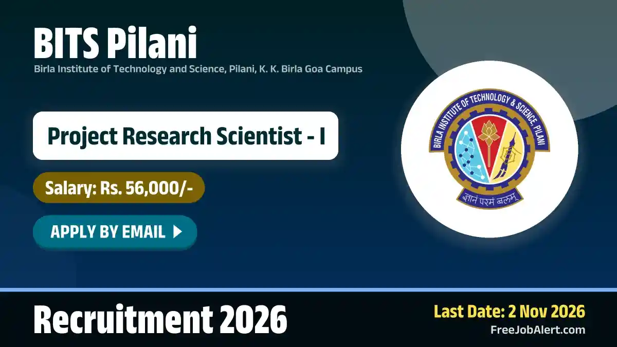 BITS Pilani Project Research Scientist I Recruitment 2026 – Apply Online BITS Pilani Project Research Scientist I Recruitment 2026 – Apply Online