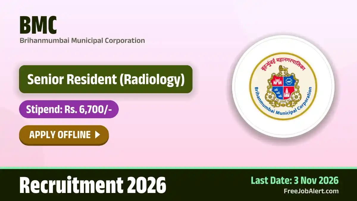 BMC Senior Resident Recruitment 2026 – Apply Offline for 7 Posts
