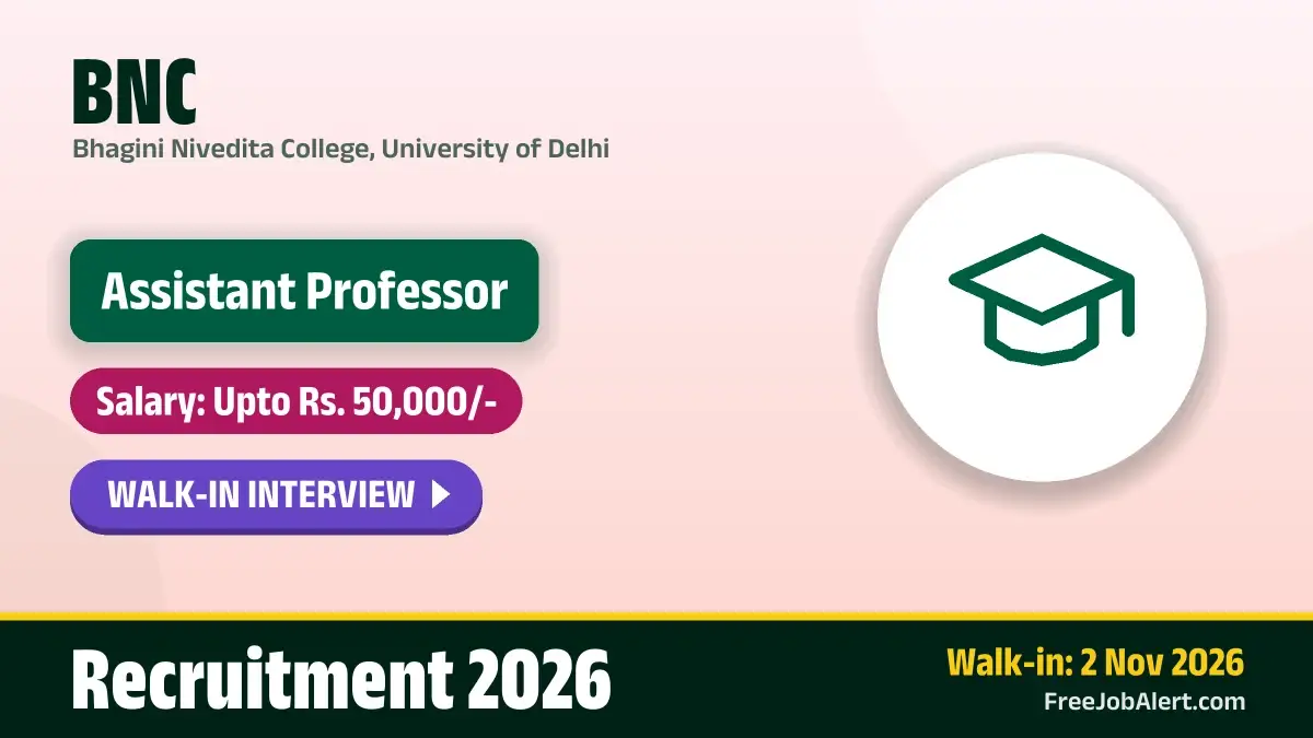 BNC Assistant Professor Recruitment 2026 – Walkin BNC Assistant Professor Recruitment 2026 – Walkin