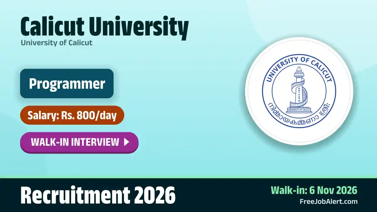 Calicut University Programmer Recruitment 2026 – Walkin