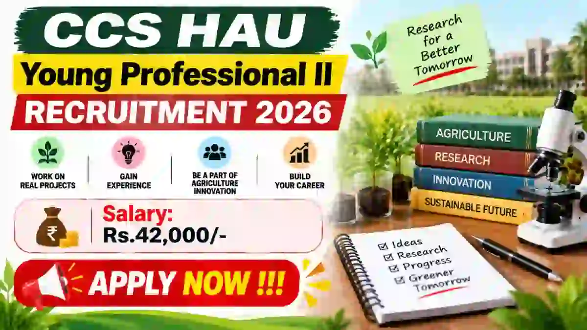 CCS HAU Young Professional II Recruitment 2026 - Apply Offline CCS HAU Young Professional II Recruitment 2026 - Apply Offline