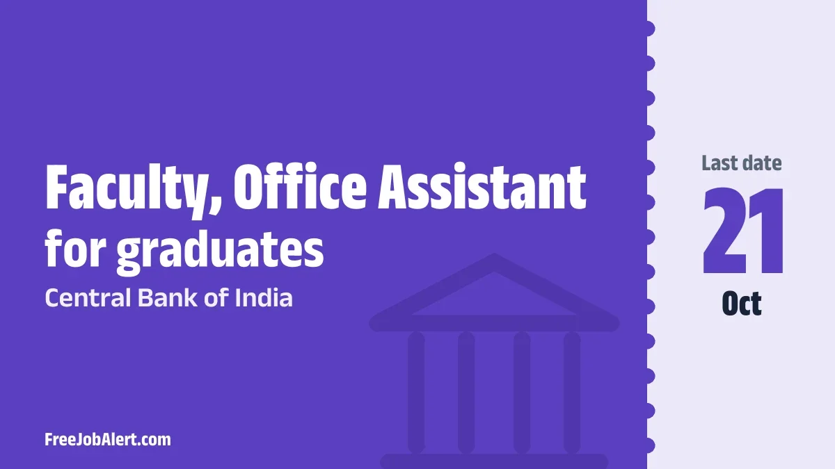 Central Bank of India Recruitment 2026 – Apply Offline Faculty, Office Assistant Posts Central Bank of India Recruitment 2026 – Apply Offline Faculty, Office Assistant Posts