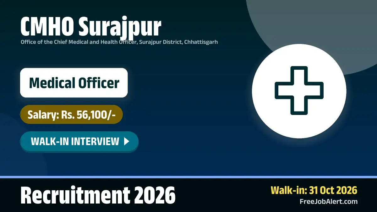 CMHO Surajpur Medical Officer Recruitment 2026 – Walkin