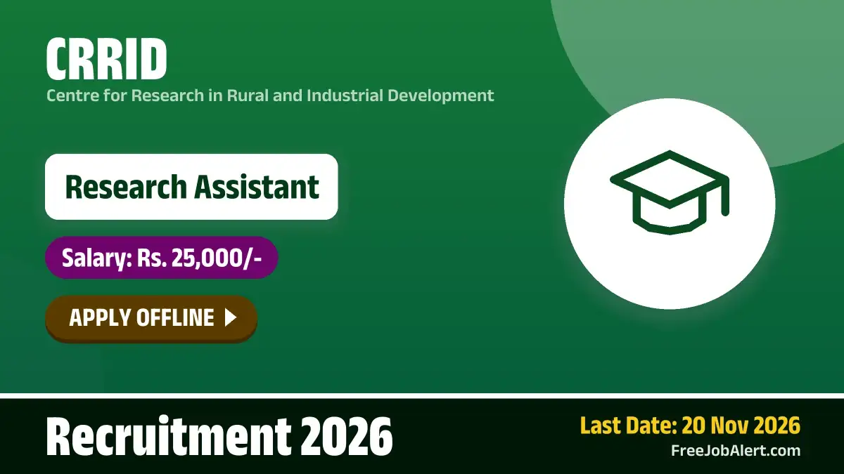 CRRID Research Assistant Recruitment 2026 – Apply Offline