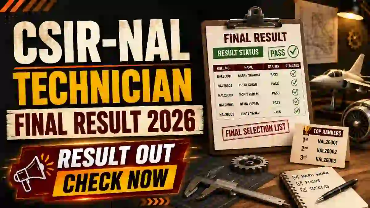 CSIR-NAL Technician Final Result 2026 (Out) - Download Post Code Wise Final List PDF CSIR-NAL Technician Final Result 2026 (Out) - Download Post Code Wise Final List PDF