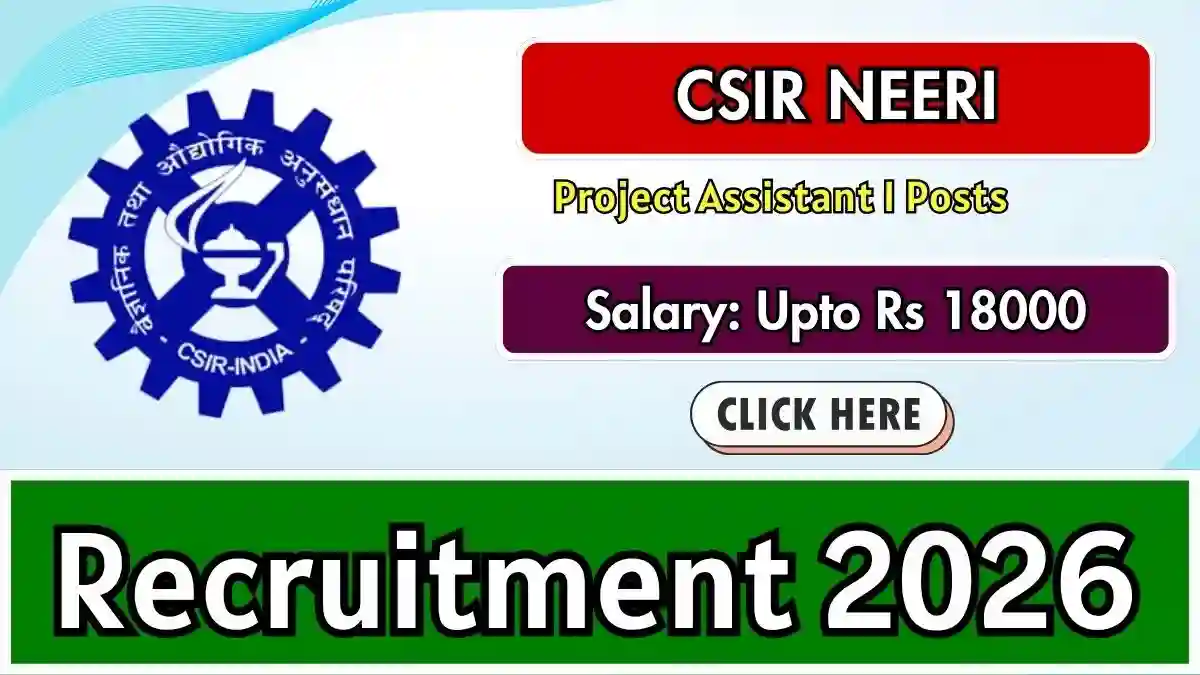 CSIR NEERI Project Assistant-I Recruitment 2026 - Walkin