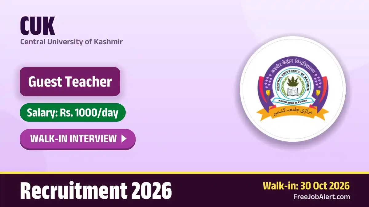 CUK Guest Teacher Recruitment 2026 – Walkin CUK Guest Teacher Recruitment 2026 – Walkin
