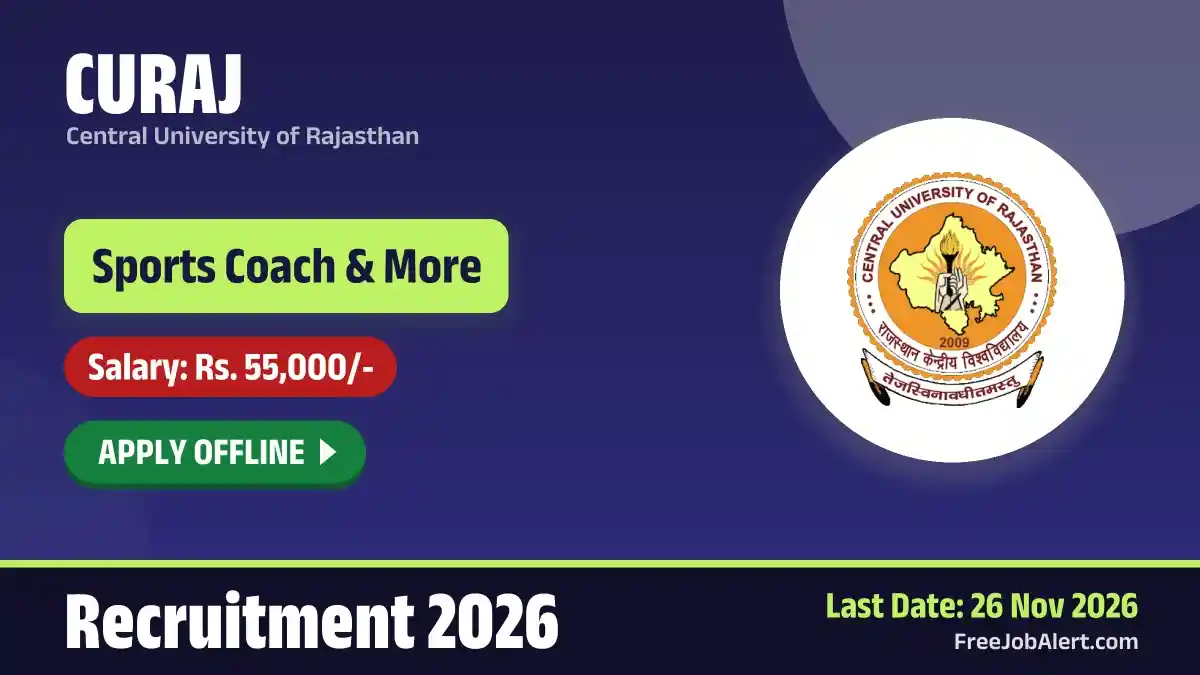 CURAJ Sports Coach Recruitment 2026 – Apply Online for 8 Posts