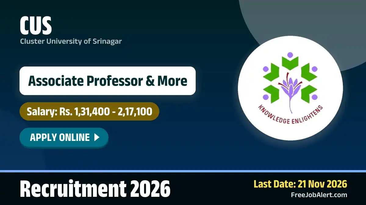 CUS Faculty Recruitment 2026 – Apply Online for 22 Professor, Associate Professor Posts CUS Faculty Recruitment 2026 – Apply Online for 22 Professor, Associate Professor Posts