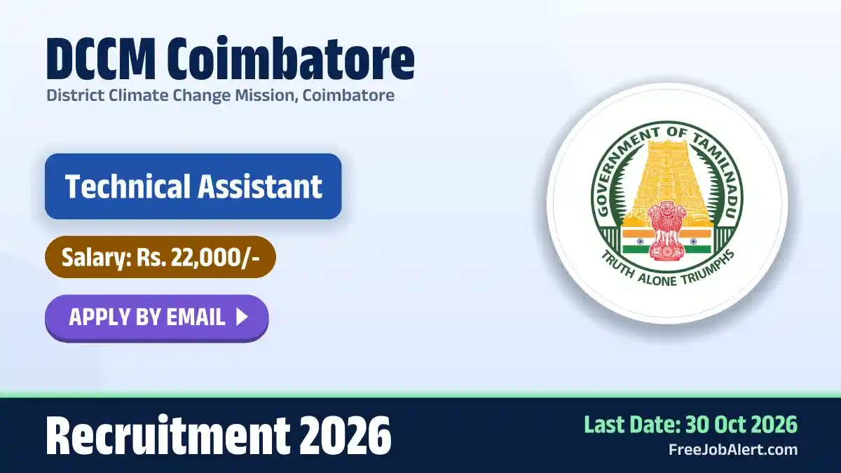 DCCM Coimbatore Technical Assistant Recruitment 2026 – Apply Online DCCM Coimbatore Technical Assistant Recruitment 2026 – Apply Online