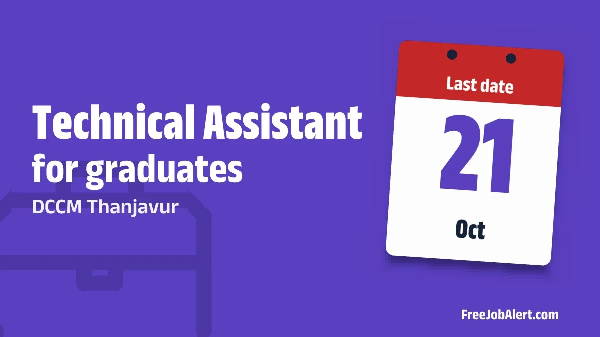 DCCM Thanjavur Technical Assistant Recruitment 2026 – Apply Online DCCM Thanjavur Technical Assistant Recruitment 2026 – Apply Online