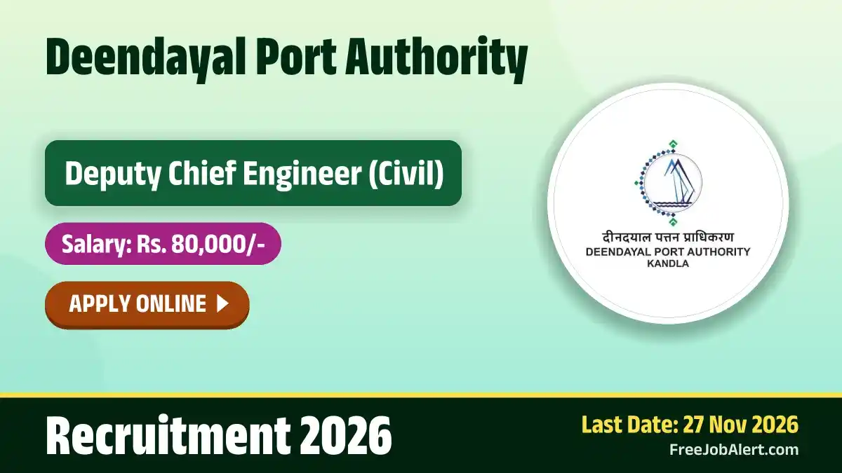 Deendayal Port Authority Deputy Chief Engineer Recruitment 2026 – Apply Online Deendayal Port Authority Deputy Chief Engineer Recruitment 2026 – Apply Online