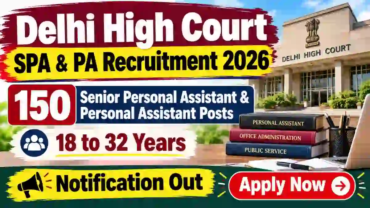 Delhi High Court SPA & PA Recruitment 2026 - Apply Online for 150 Senior Personal Assistant & Personal Assistant Posts