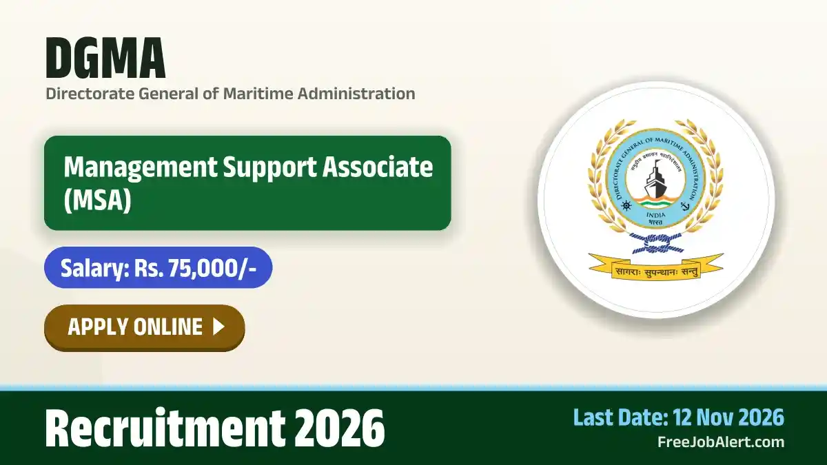 DGMA Management Support Associate Recruitment 2026 – Apply Online for 30 Posts DGMA Management Support Associate Recruitment 2026 – Apply Online for 30 Posts