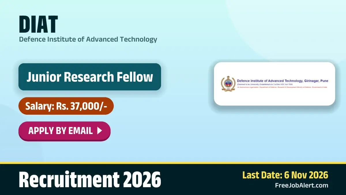 DIAT Junior Research Fellow Recruitment 2026 – Apply Online