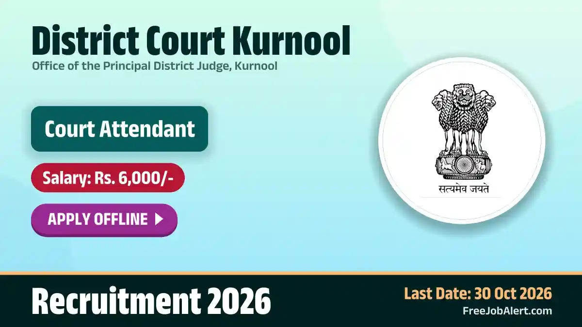 District Court Kurnool Court Attendant Recruitment 2026 – Apply Offline District Court Kurnool Court Attendant Recruitment 2026 – Apply Offline